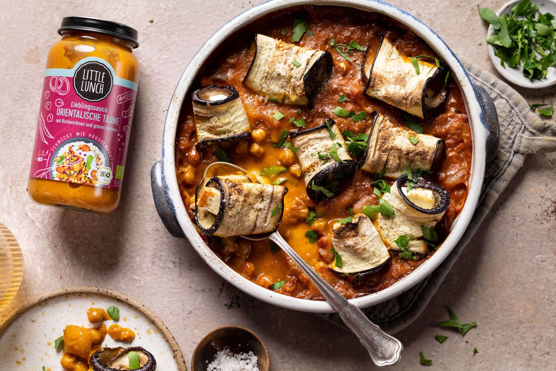 Low carb Rezept: Gefüllte Auberginenröllchen