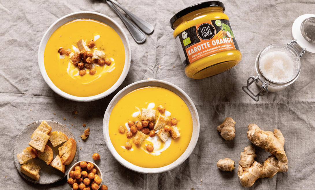 Rezept: Karotten Ingwer Suppe mit Croutons – Little Lunch Rezept: Karotten Ingwer Suppe mit Croutons – Little Lunch
