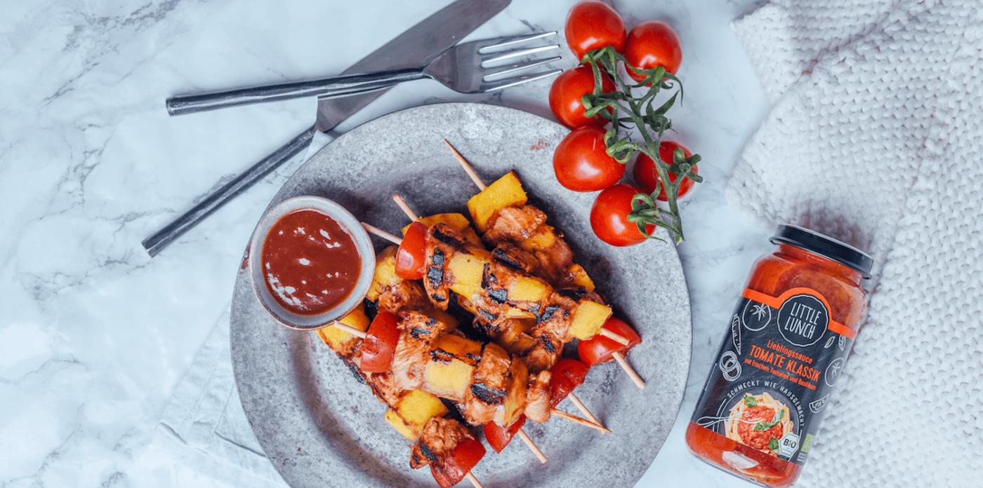 Grill Rezept: Mango Chicken Spieße mit BBQ Sauce Bildschirmfoto 2020 07 21 um 13.56.38